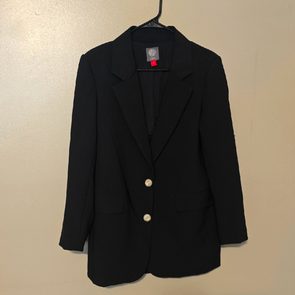 Vince Camuto Womens Size 10 Black Buisness Notch Lapel Blazer Jacket